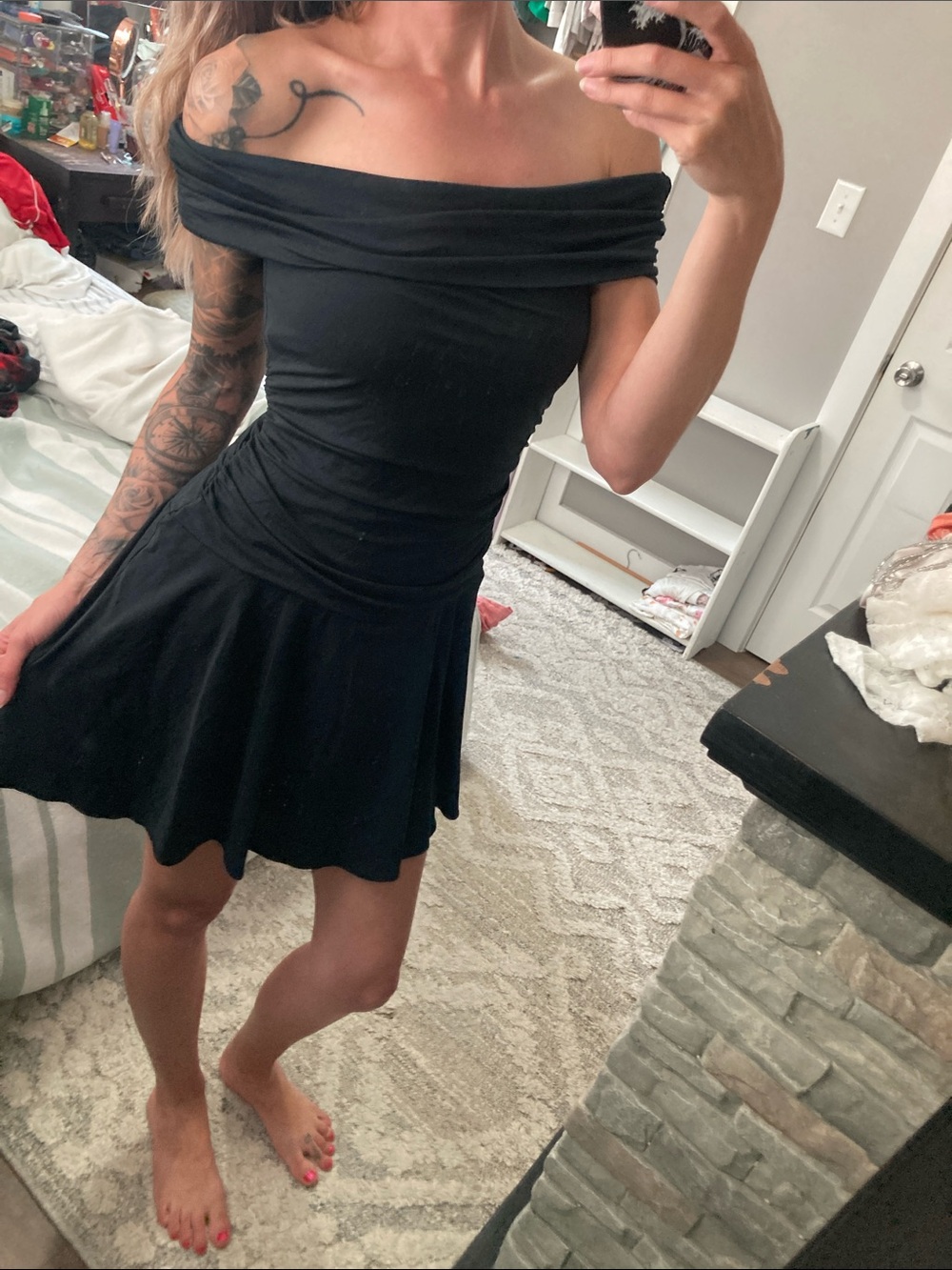 Abercrombie & Fitch Off-Shoulder Black romper dress